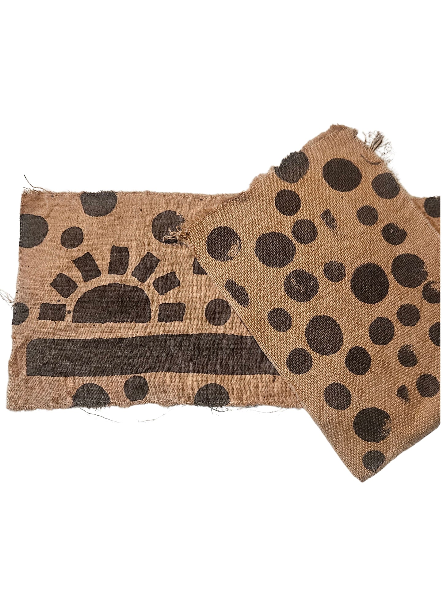 Textile with black dot pattern on a brown background
